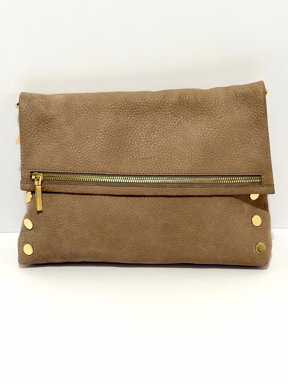 Hammitt VIP LG Crossbody Bag In Natural Grey Nubuck/Brushed Gold